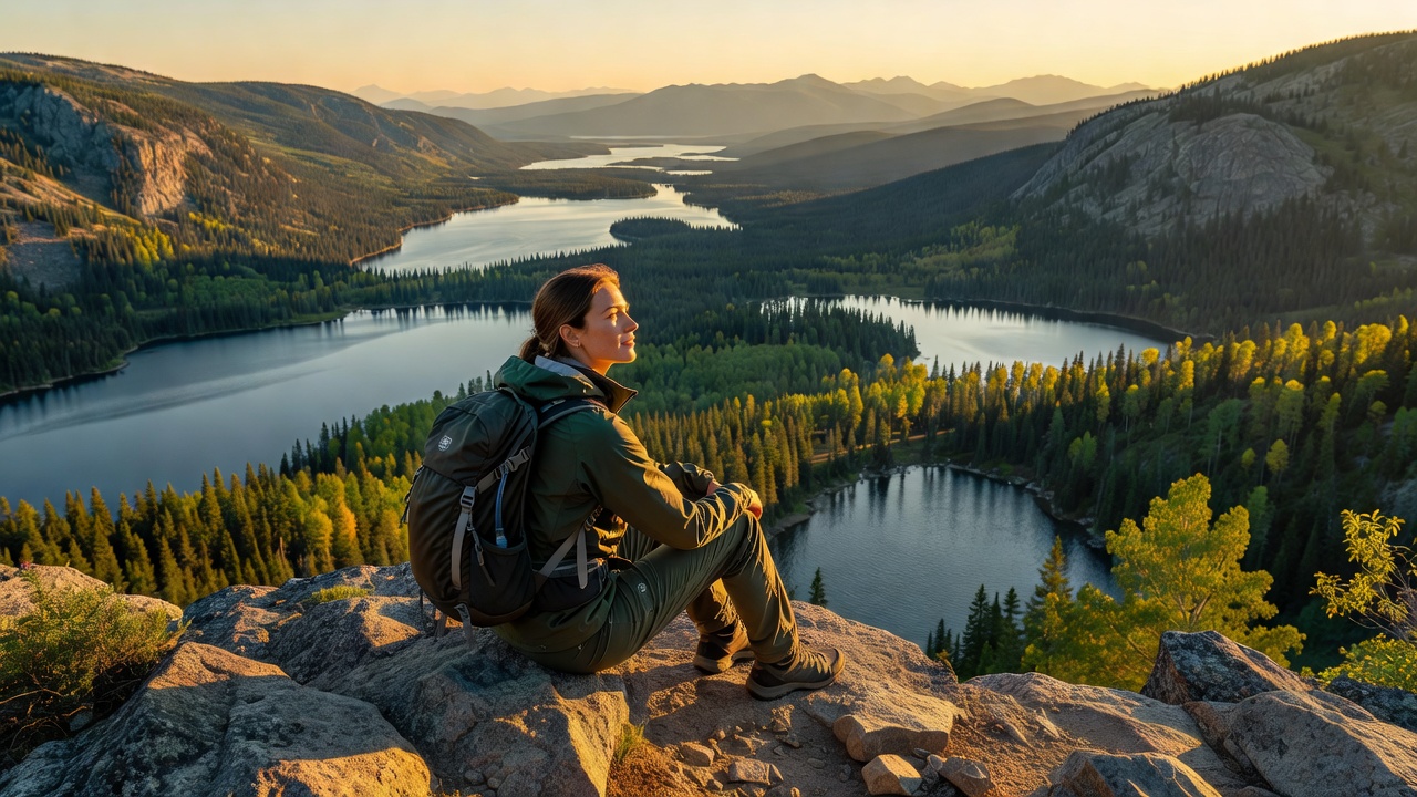 Solo hiker on cliff