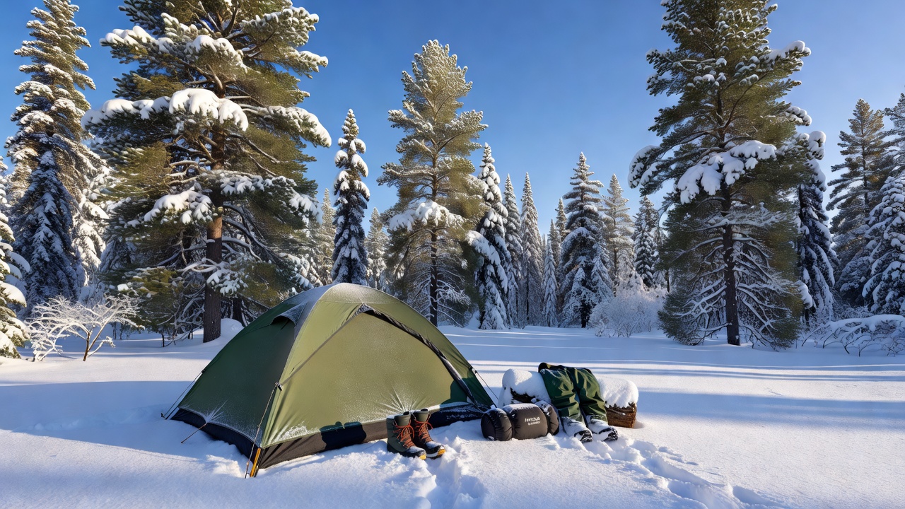 Winter tent in snow